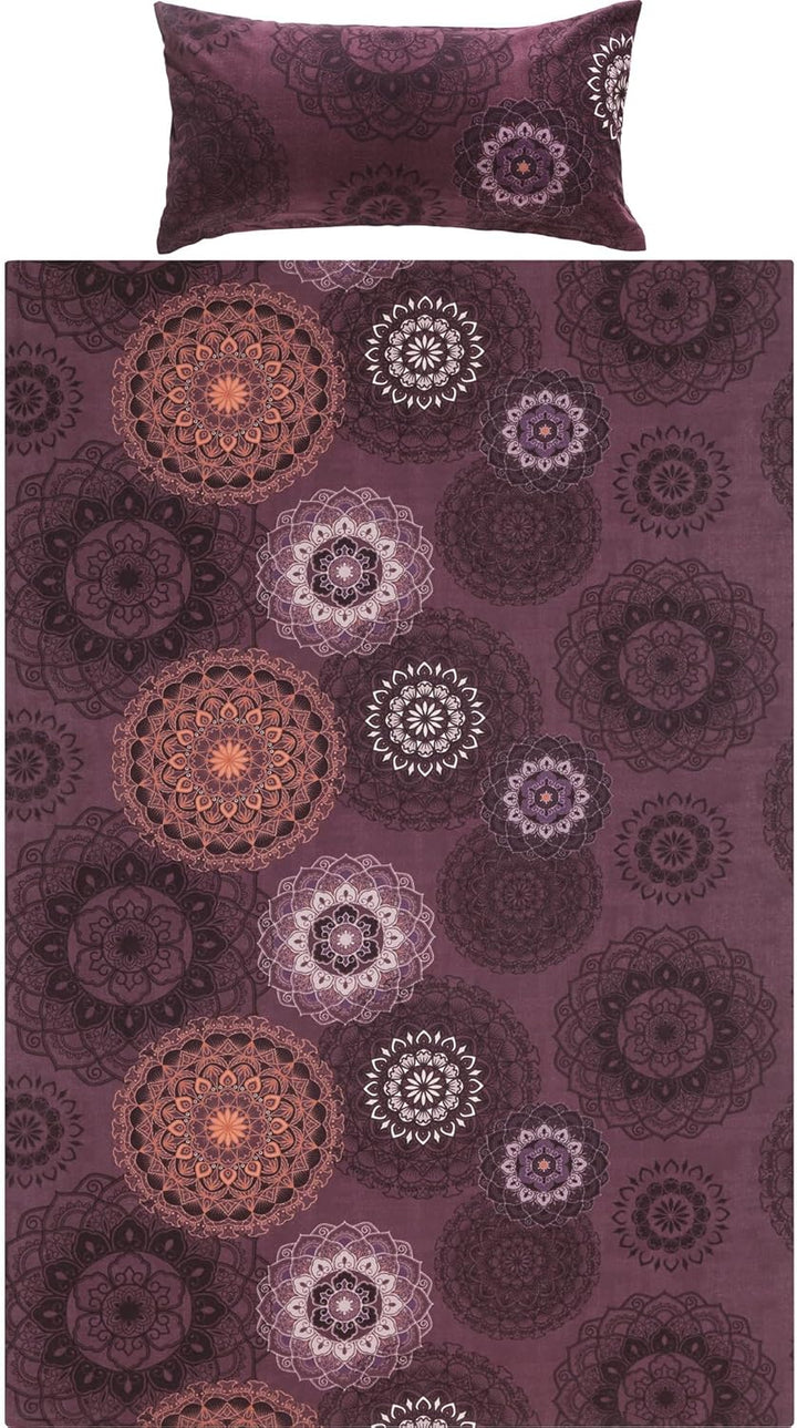 Erwin Müller Bettwäsche Mako-Satin Mandala aubergine Grösse 40x80 cm / 135x200 cm - feinfädig, tempe