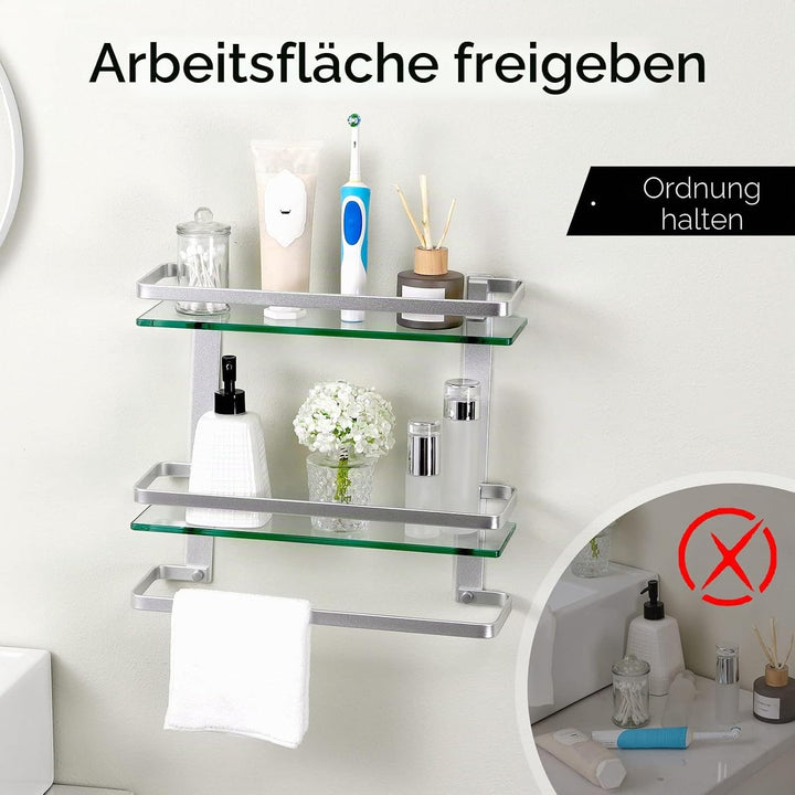 KES Duschablage Glas Duschregal Glasablage für Badezimmer Wandregal Glasregal Dusche Ablage Hängereg