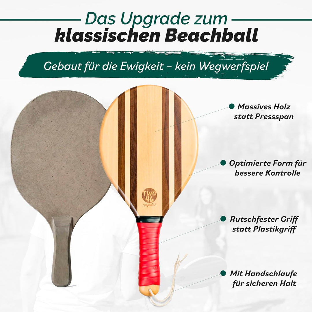 two46 Beachball Set - Frescobol l Der Trendsport aus Brasilien - Handgefertigte Schläger aus Holz (i