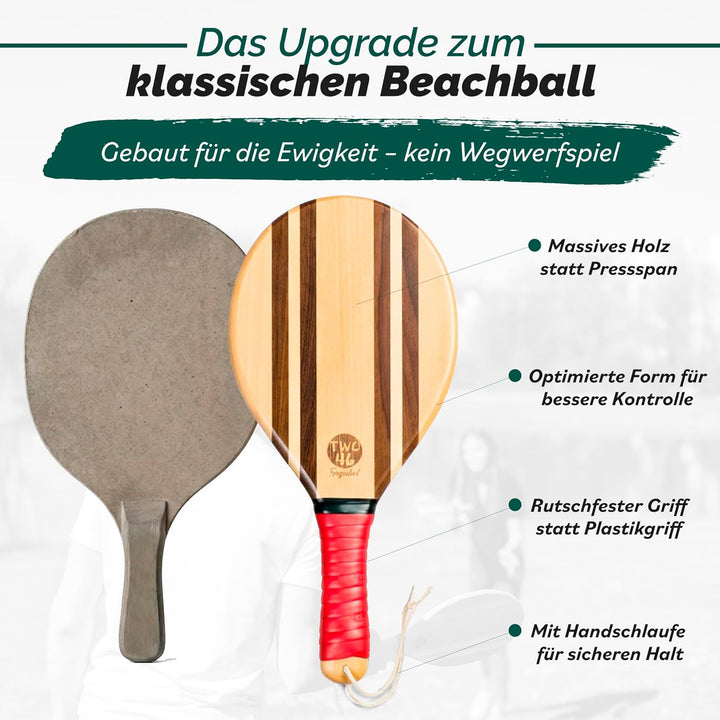two46 Beachball Set - Frescobol l Der Trendsport aus Brasilien - Handgefertigte Schläger aus Holz (i