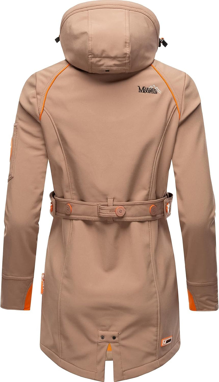 MARIKOO Damen Outdoor Parka Kurzmantel Outdoor Mantel wasserdicht mit Kapuze Soulinaa XS-3XL XS Taup