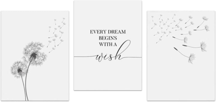 Trayosin 3er Poster Set Wohnzimmer - Aesthetic Blume Schwarz Weiss Bilder Deko Schlafzimmer - Pusteb