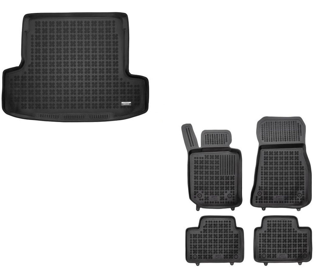 AZUGA Gummi Kofferraumwanne + Gummi Fussmatten mit hohem Rand passend für BMW 3er Touring (G21) ab 9