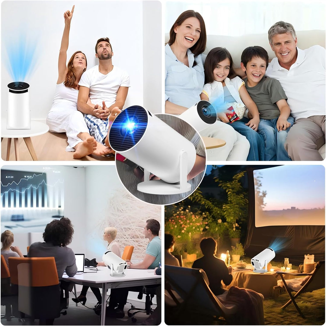 Tragbarer Beamer 4K, 1080P FHD Mini Beamer, kompatibel mit Android und Netflix, WiFi 6, BT 5.0, 180°