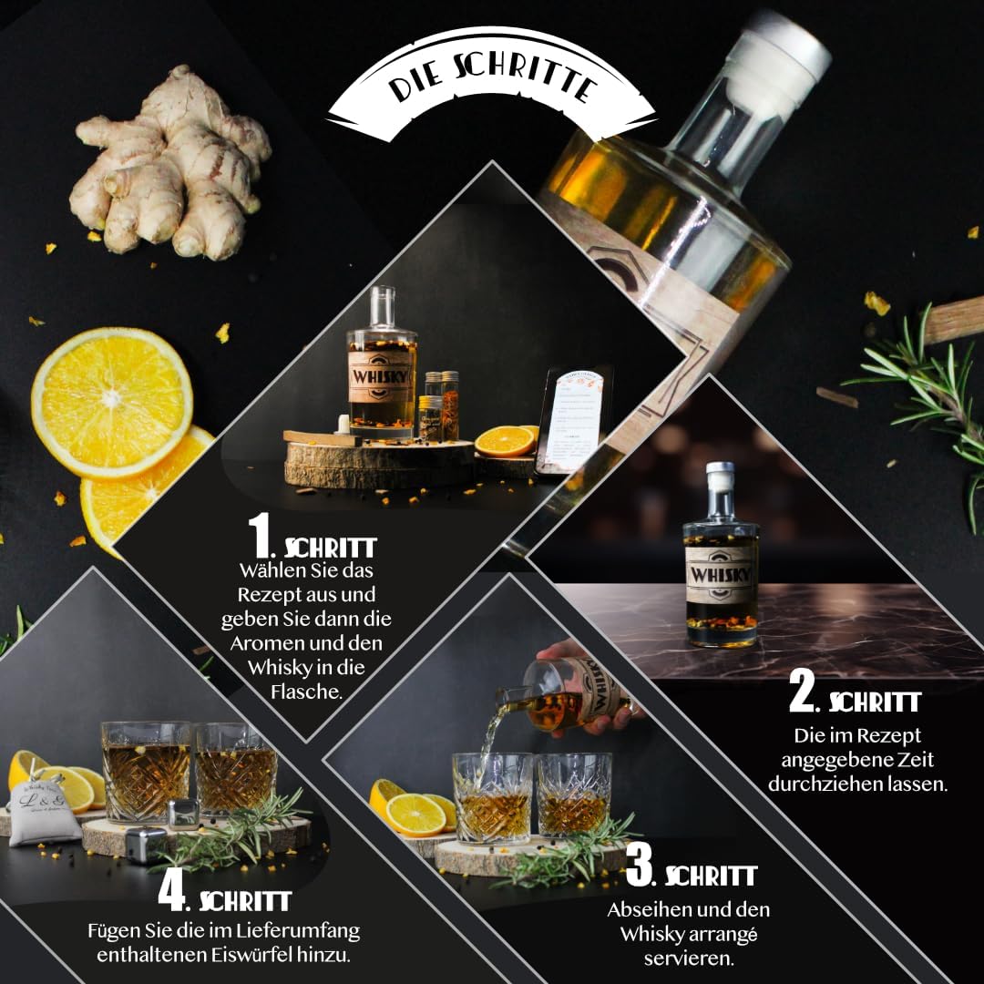 L&G® - Kit zur Zubereitung und Verkostung von arrangiertem Whisky - Geschenkideen - Originelles DIY