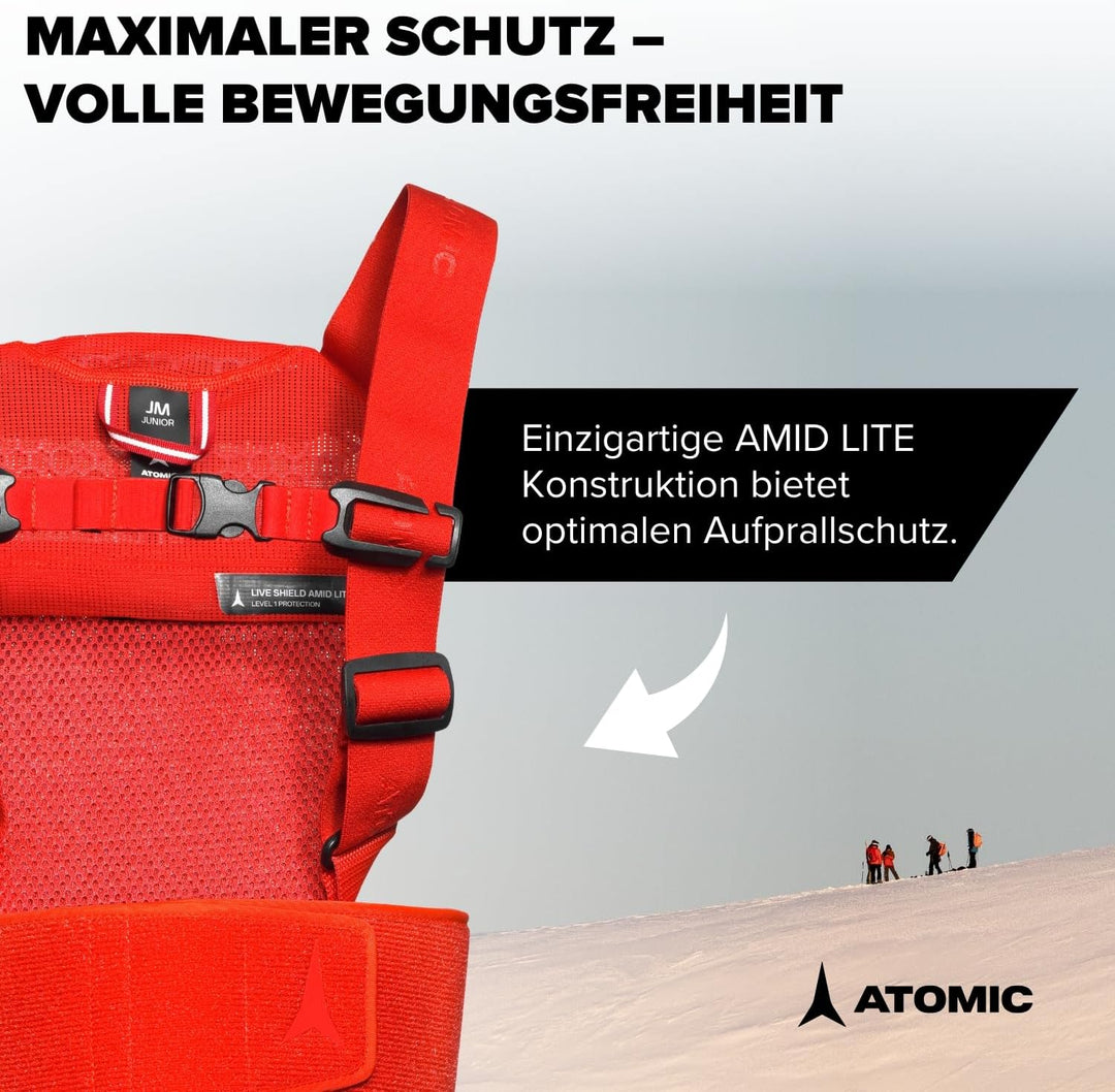 ATOMIC Live Shield JR I Kinder-Protektorenweste mit 3-lagigem Multi Density Schaum für maximalen Sch