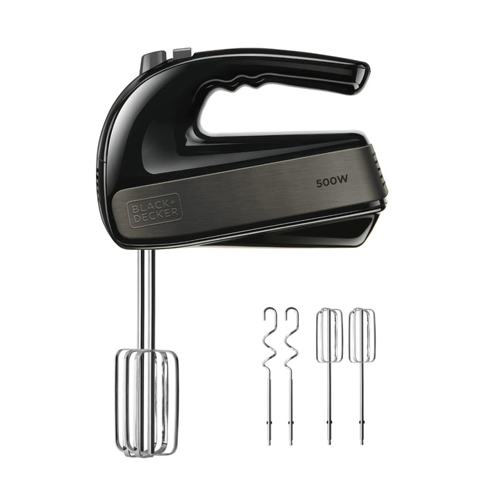 Black+Decker - BXMX500E Handrührer, 500, Edelstahl, Grau/Schwarz 4 Stäbe 500W, 4 Stäbe 500W