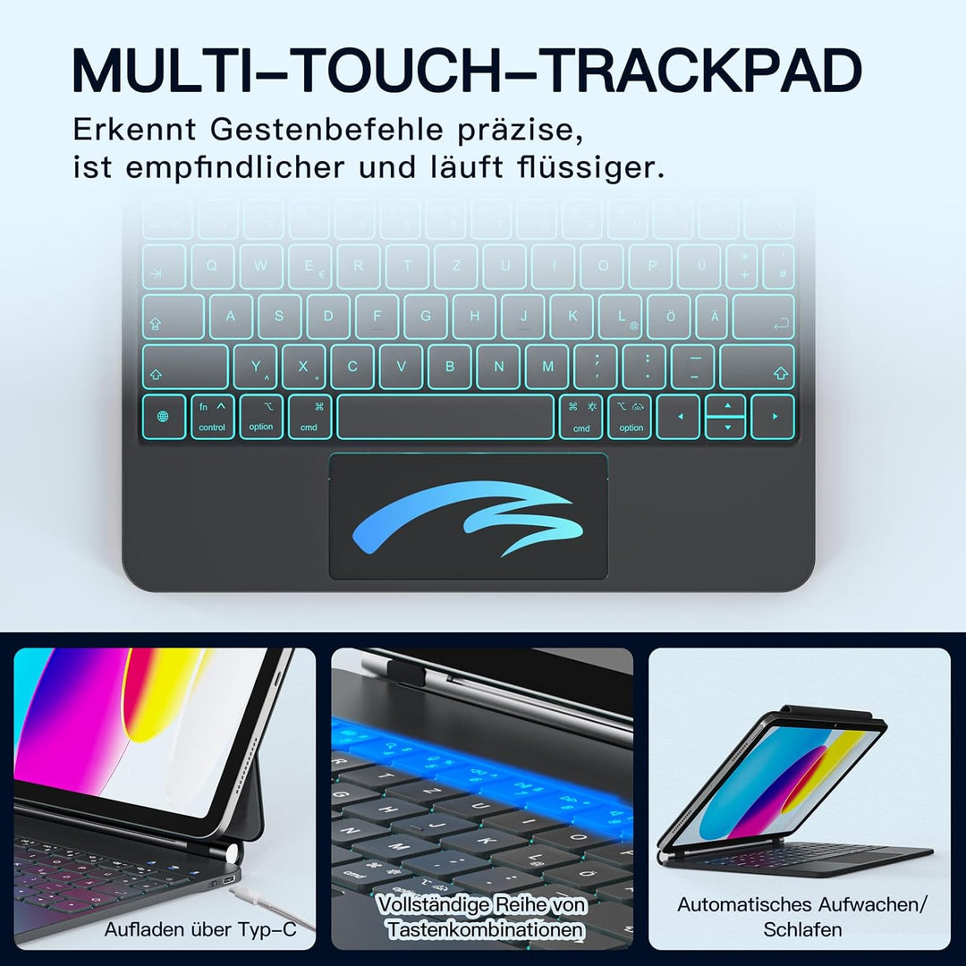 Hülle mit Tastatur für iPad 11. Generation (A16, 2025)/10. Generation, Magic Keyboard mit 11-Farben