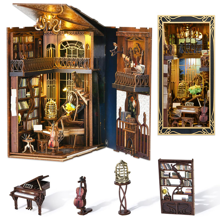 DIY Book Nook Kit, Miniatur Puppenhaus Booknook Kit, 3D Holz Puzzle Buchstütze Bücherregal einfügen