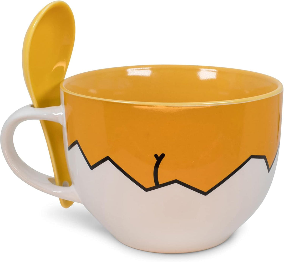 Silver Buffalo GUD20136B Sanrio Gudetama Suppentasse mit Löffel, Keramik, Gelb, Sanrio Gudetama Clos
