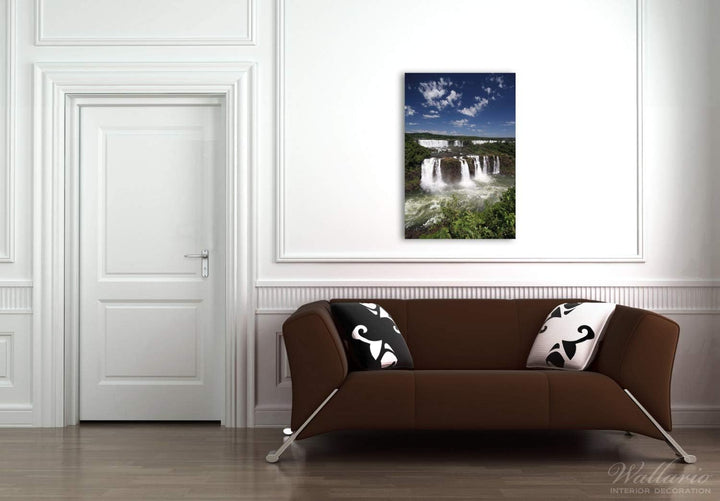 Wallario Glasbild Iguazu-Wasserfälle - 60 x 90 cm Wandbilder Glas in Premium-Qualität: Brillante Far