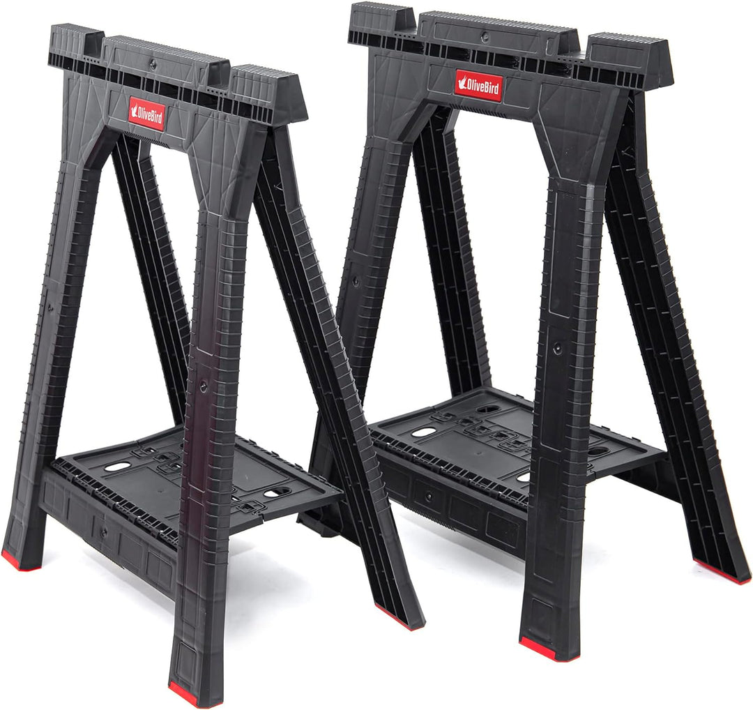 OliveBird Arbeitsbock Set, klappbarer Unterstellbock mit Sägebock-Funktion und Werkzeug-Ablage, bela