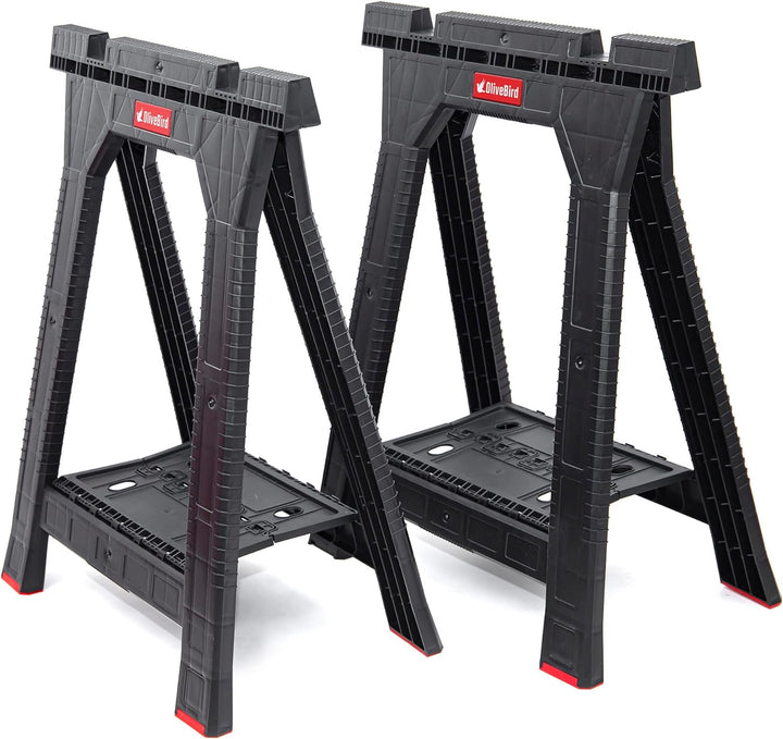 OliveBird Arbeitsbock Set, klappbarer Unterstellbock mit Sägebock-Funktion und Werkzeug-Ablage, bela