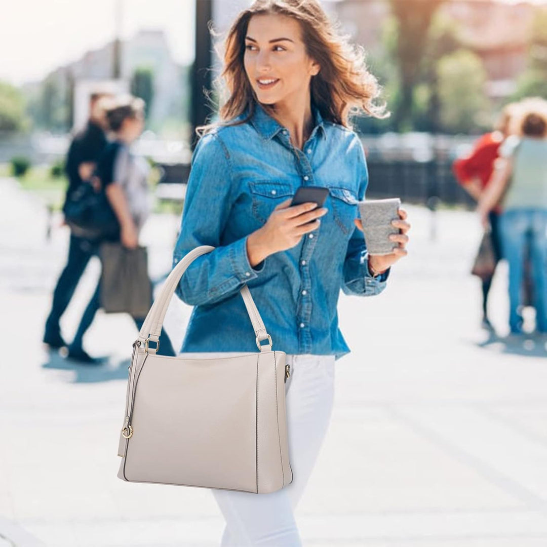 HAWEE Mode Damen Handtasche aus Weiches PU-Leder Umhängetasche Grosse Schultertasche mit Reissversch