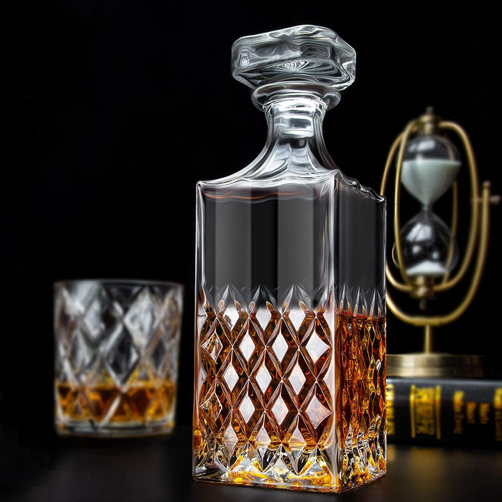 LIGHTEN LIFE Whisky-Dekanter 849, ml bleifreier Whisky Karaffe mit Stopfen in Geschenkbox,Kristall-S