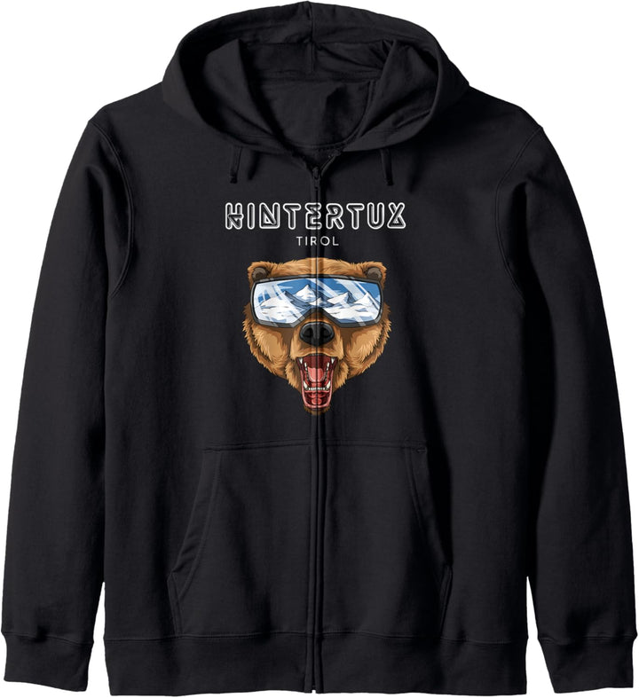 Hintertux Tirol Österreich Retro Ski Grizzly Bär Kapuzenjacke