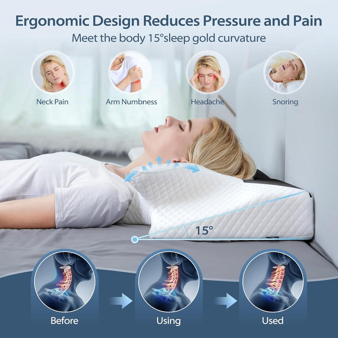 HOMCA Orthopädisches Kissen Memory Foam Nackenstützkissen für HWS Ergonomisches Kopfkissen für Rücke