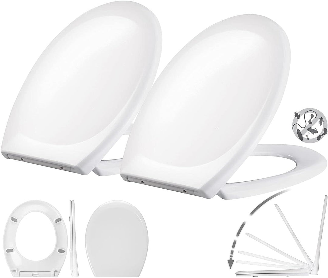 BadeStern Antibakterielle WC-Sitze: 2er-Set Universal-WC-Sitze, O-Form, Absenkautomatik (Automatisch