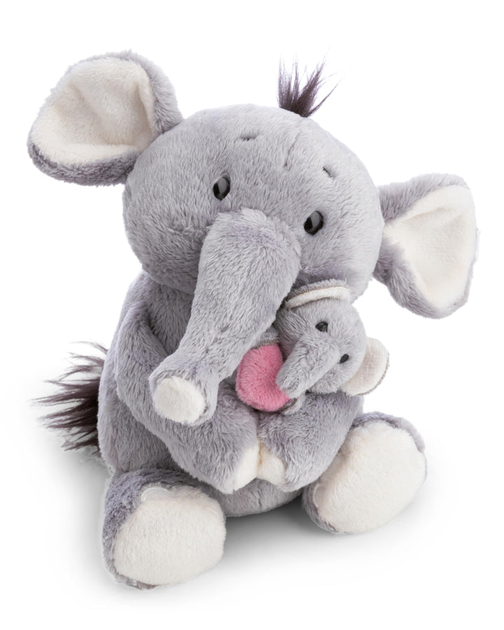 NICI Kuscheltier Elefant 20cm mit Elefantenkind 6cm - grau - Stofftier aus weichem Plüsch, niedliche