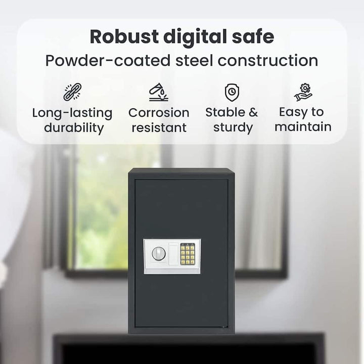 vidaXL Digitaler Safe mit Schloss Dunkelgrau 40 x 35 x 60 cm Stahl, Heim-Büro, moderner digitaler Sa
