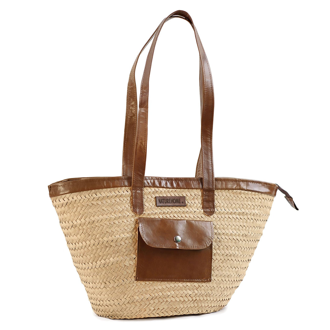 NATUREHOME Exklusive Marken Design Palmblatt Tasche mit hochwertigem Stoff, Seitentasche & Reissvers