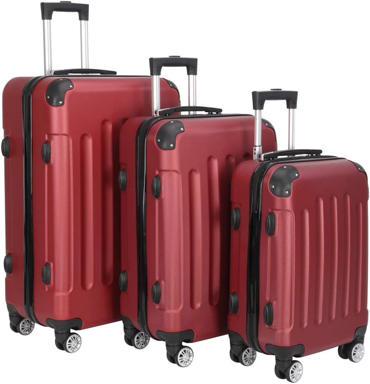 LEADZM Koffer Set 3 Teilig, Reisekoffer Set, Kofferset mit 4 Rollen und Zahlenschloss, Handgepäck, A