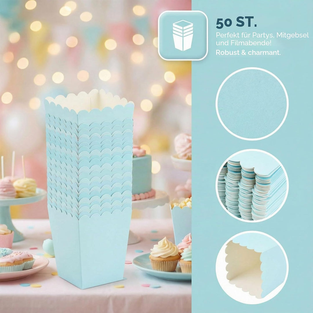 50 Stück Popcorn Boxen Klein,5 Farben 5.5x7.5x10.7cm Popcorn-Kartons,Süssigkeiten Behälter,popcorn T