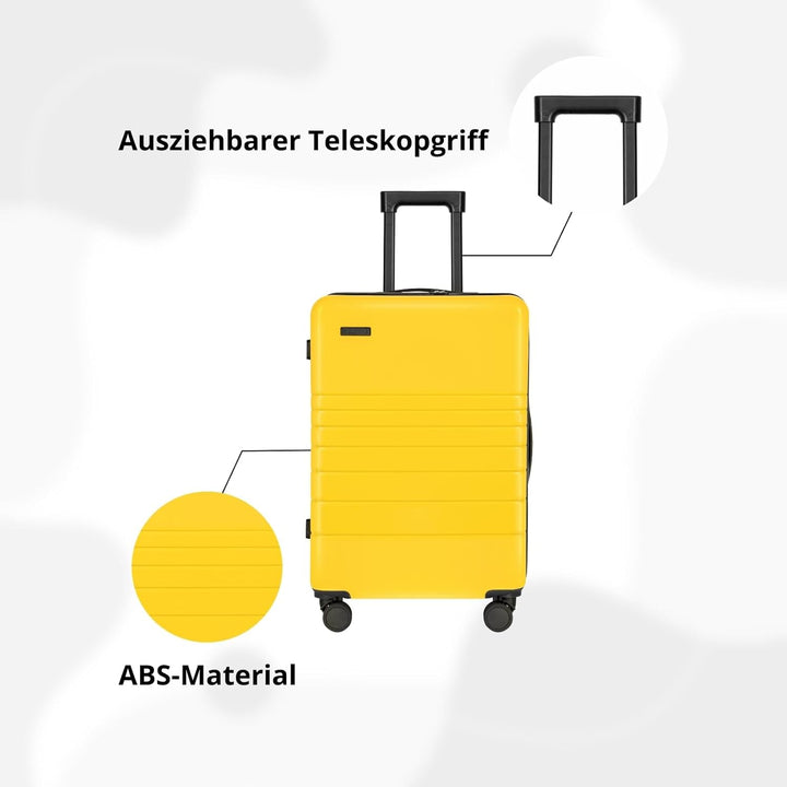 ETERNITIVE E1 Reisekoffer aus ABS Hartschalenkoffer mit TSA-Schloss, Rollen 360, Halterung für Handy