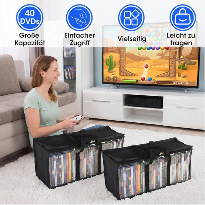 4 Stück DVD Aufbewahrungstaschen Wasserabweisende Durchsichtige DVD aufbewahrung mit Griffen für Dis