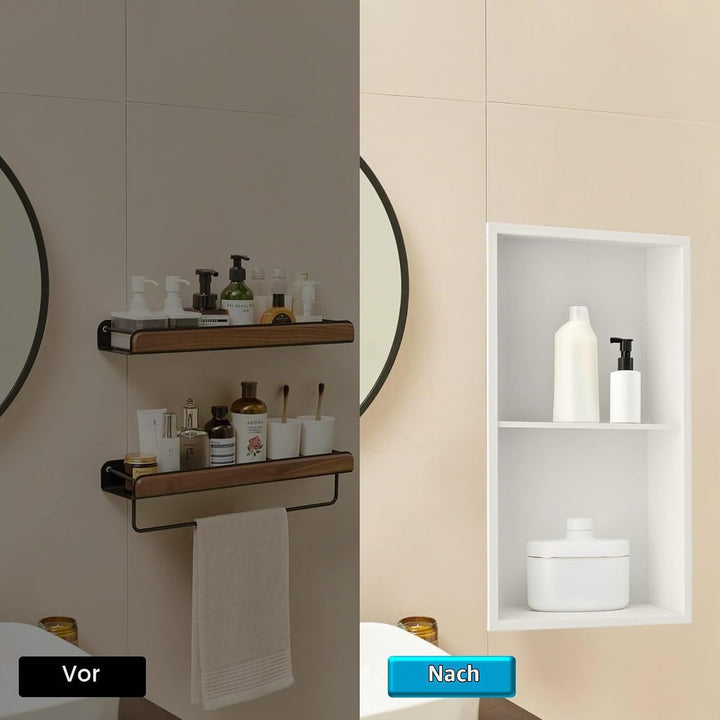 Wandnische Dusche,Wandnische Dusche Edelstahl,Wandnische Lagerung mit einem Regal,Duschnische 30 * 6