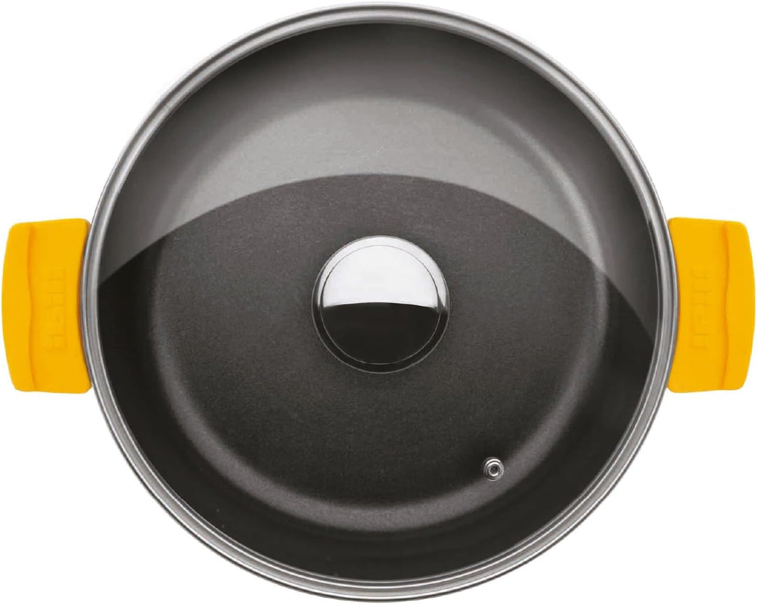 IBILI - Schmortopf Evolution aus geschmiedetem Aluminium, Deckel aus Glas und Griffe aus Silikon, 32