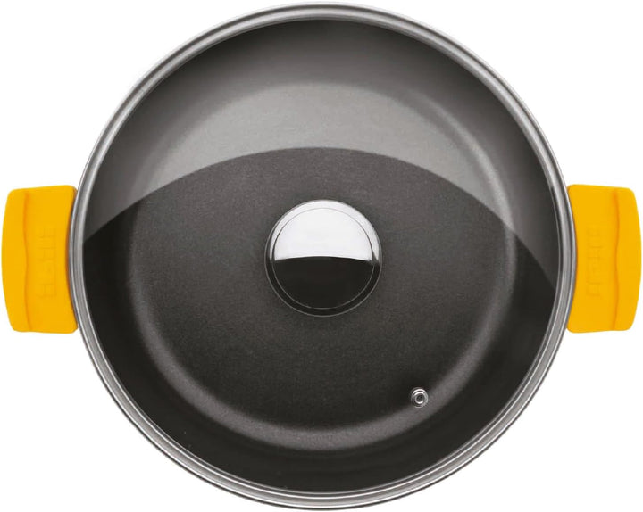 IBILI - Schmortopf Evolution aus geschmiedetem Aluminium, Deckel aus Glas und Griffe aus Silikon, 28