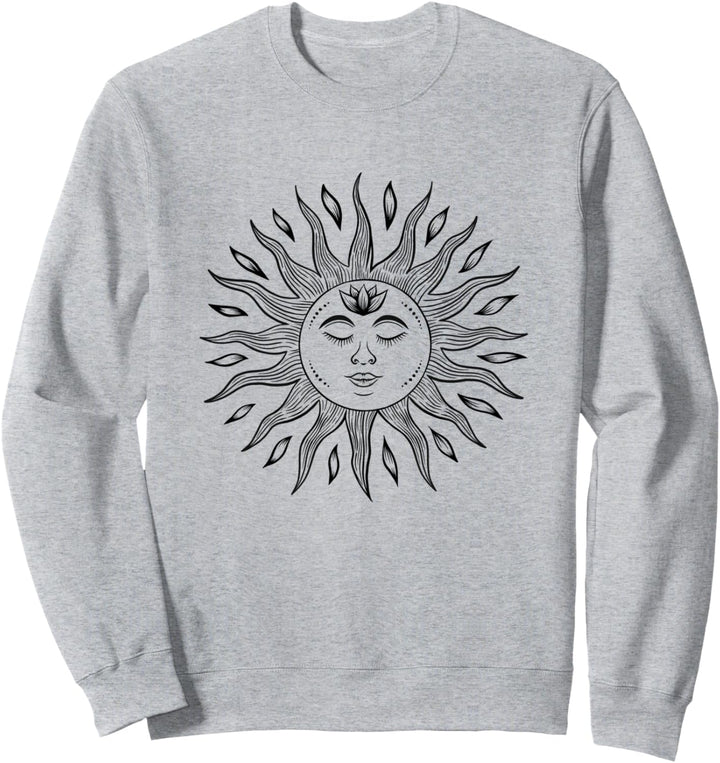 Boho-Chic Sonne und Lotusblume Illustration - Wiedergeburt Sweatshirt