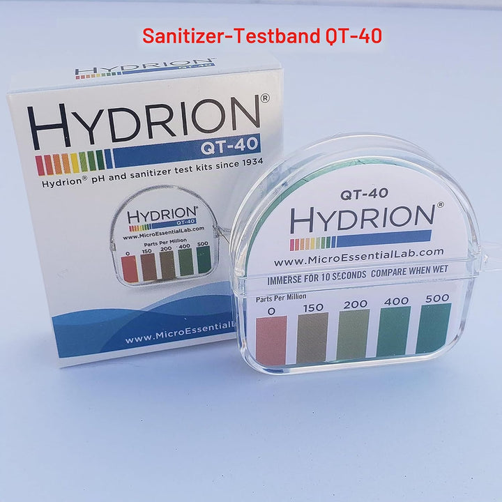 Hydrion QT-40 Quaternäres Desinfektionsmittel-Testband, 4,6 m Rolle, Quat-Farbdiagramm, 0-500 ppm Re