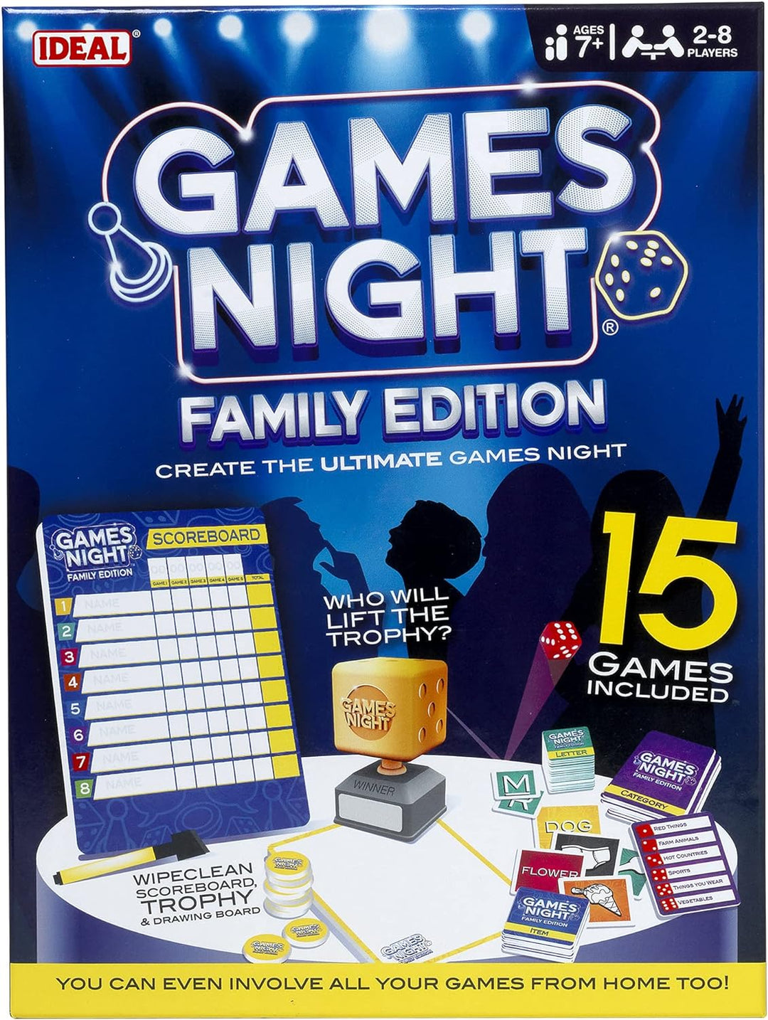 IDEAL, Games Night - Family Edition: Create the ultimate game night with 15 games included!, Family