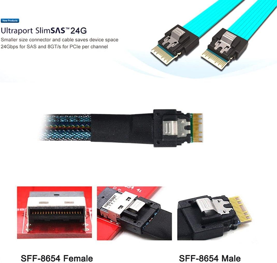 chenyang CY SFF-8654 Stecker auf SFF-8654 Stecker PCI-E Slimline SAS 4.0 SFF-8654 4i 38 Pin Host auf