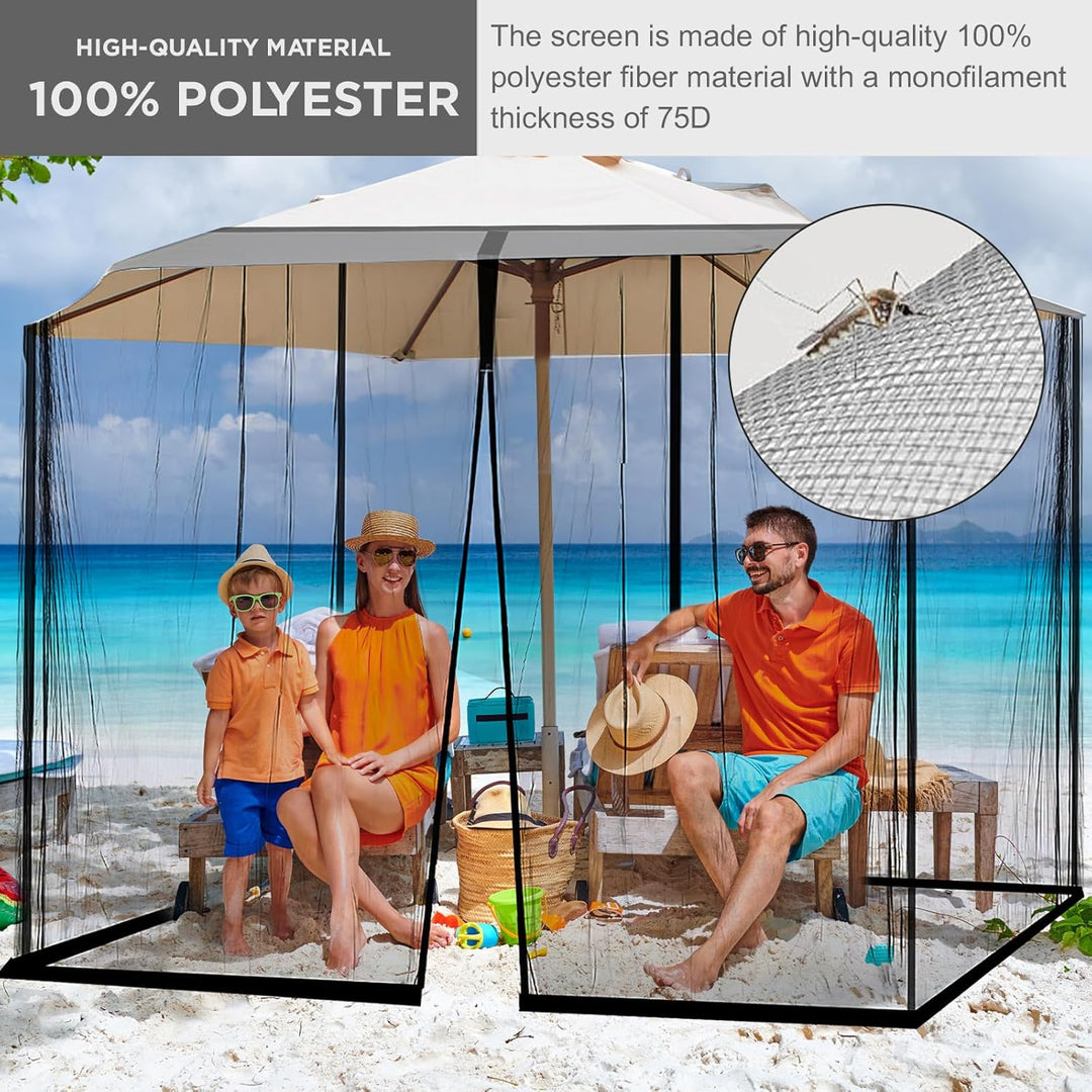 Pavillon Moskitonetz für Sonnenschirm, dellyy 300x300CM Fliegengitter Pavillon Quadrat mit Fliegengi