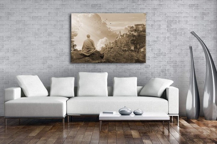 deyoli Buddhistischer Mönch Format: 60x40 Effekt: Sepia als Leinwandbild, Motiv fertig gerahmt auf E
