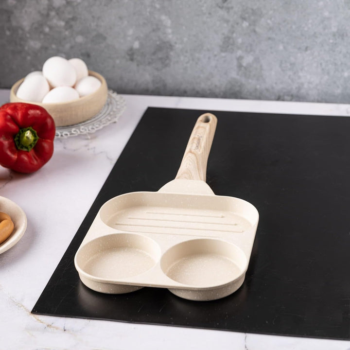 Klausberg Pfannkuchenpfanne Bratpfanne mit Marmorbeschichtung 3-in-1 18 cm für Eier, Pfannkuchen, Pa