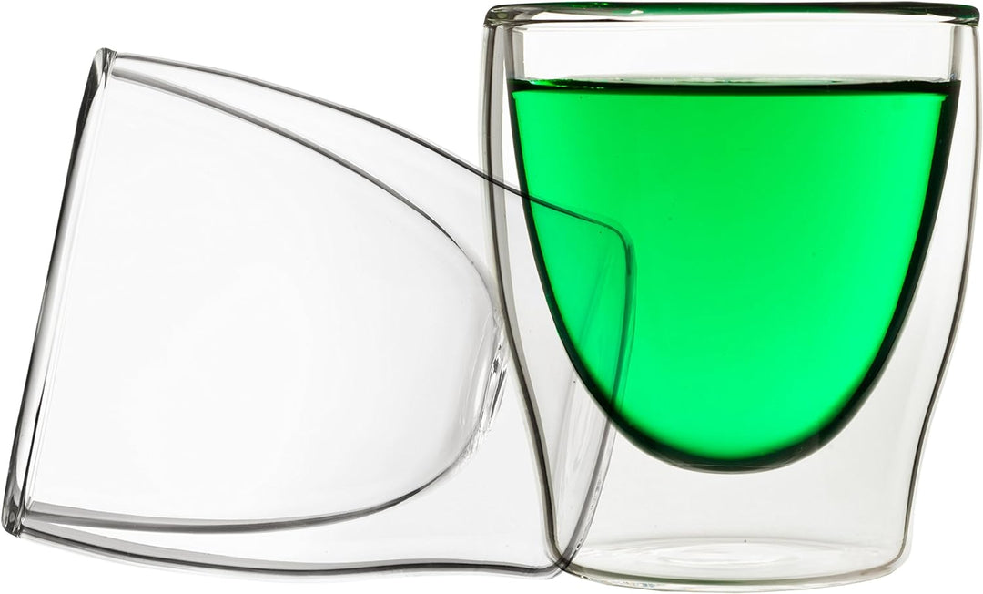 DUOS® Espressotassen Glas 4x80ml, Doppelwandige Gläser Latte Macchiato, Doppelwandige Kaffeegläser,