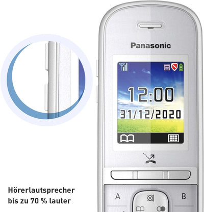 Panasonic KX-TGH722GG Schnurlostelefon Duo mit Anrufbeantworter (DECT Telefon, strahlungsarm, Farbdi