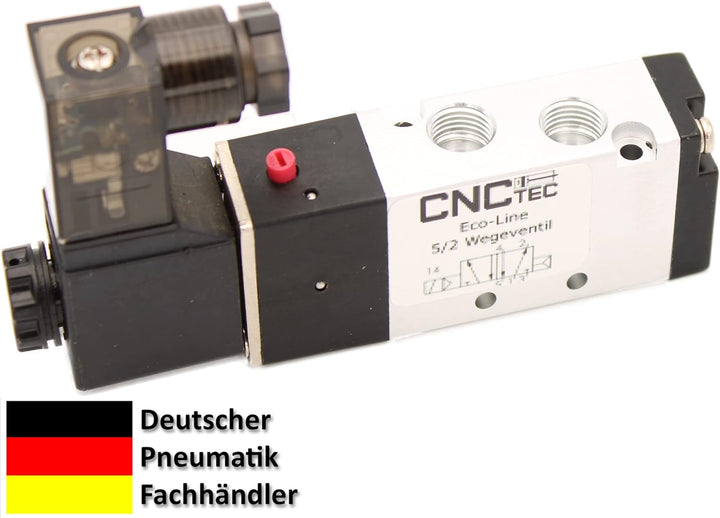 5/2 Wege Pneumatikventil 1/8" 12 Volt DC Wegeventil CNCTEC EcoLine 5/2 Wegeventil (12 Volt DC), 12 V