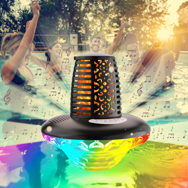 VISOFO Schwimmender Bluetooth-Pool-Lautsprecher mit Lichtern | Poolzubehör über dem Boden und im Erd