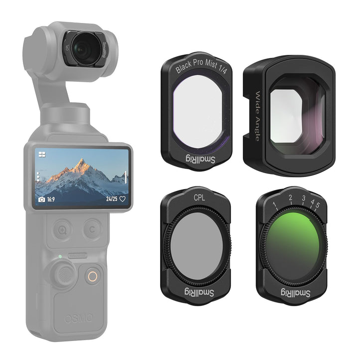 SMALLRIG Magnetisches Weitwinkelobjektiv- & ND- & CPL- & Effektfilter-Set für DJI Osmo Pocket 4/3, 4