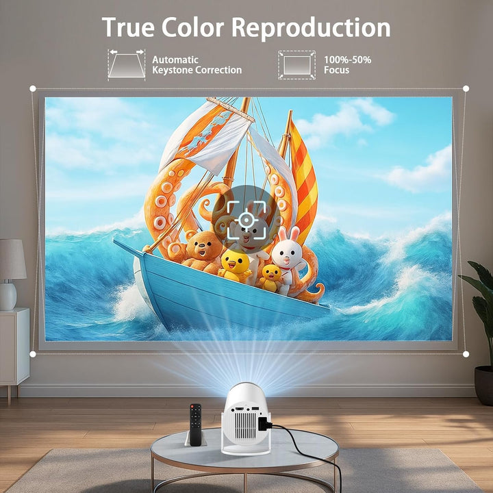 Mini Beamer 4k 1080P Unterstützung, Mini Projektor Tragbarer WLAN 5 Bluetooth 5.1 Automatischer Trap
