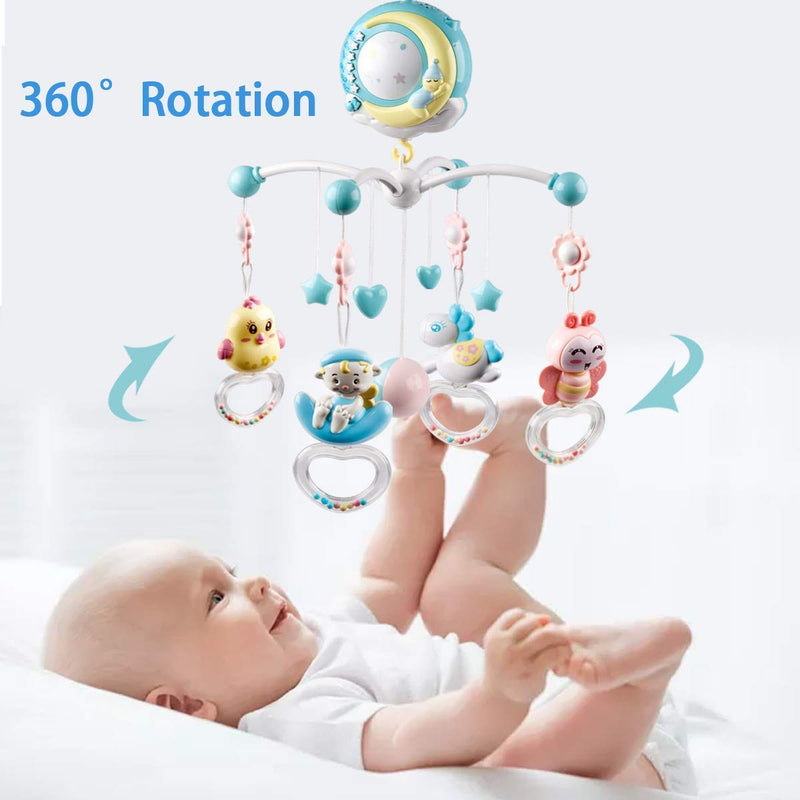 Mobile Baby, Mobile Babybett Elektrisch mit Musik Licht und Timing-Funktion Projektor, Babys einschl