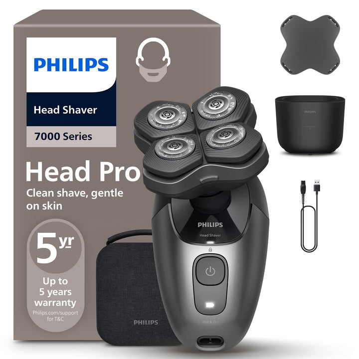 PHILIPS Head Shaver Pro Series 7000 – Glatzenrasierer für Männer und Frauen, flexibler 360grad-Scher