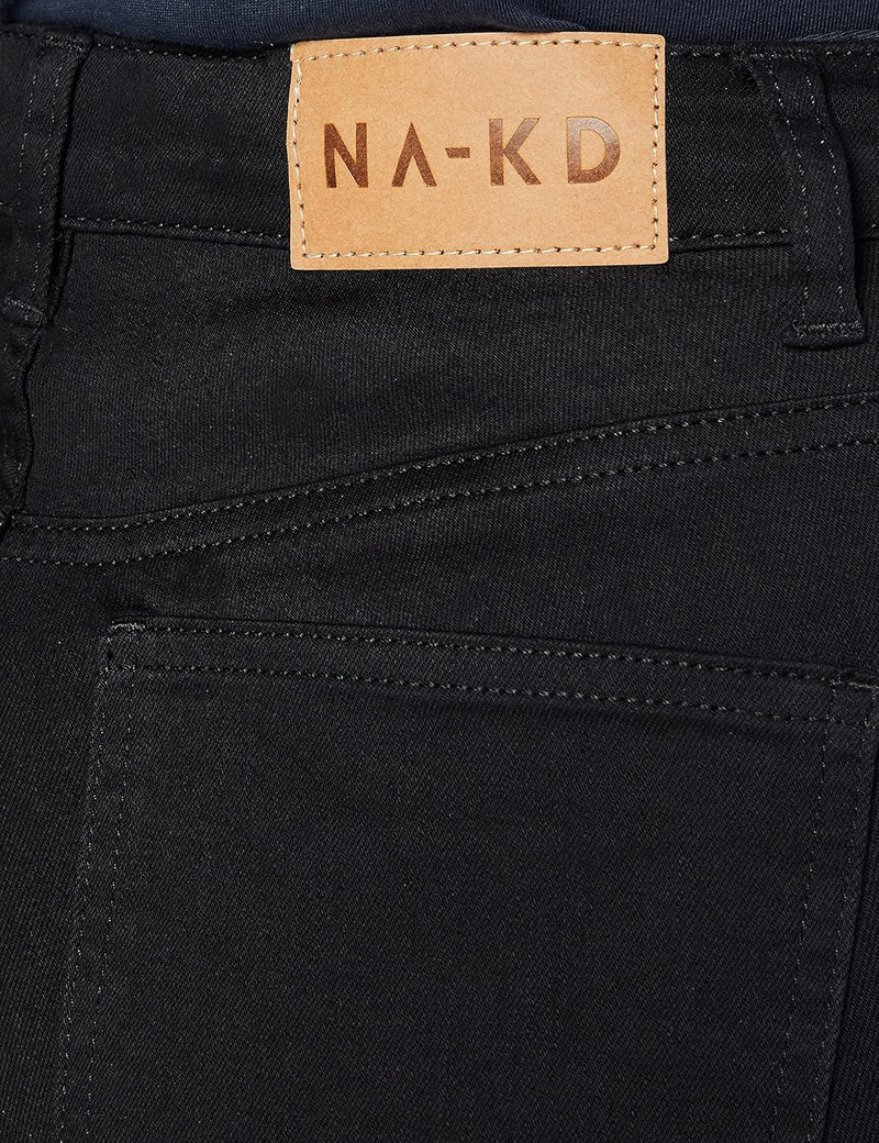 NA-KD Damen Skinny High Waist Open Hem Jeans, Schwarz