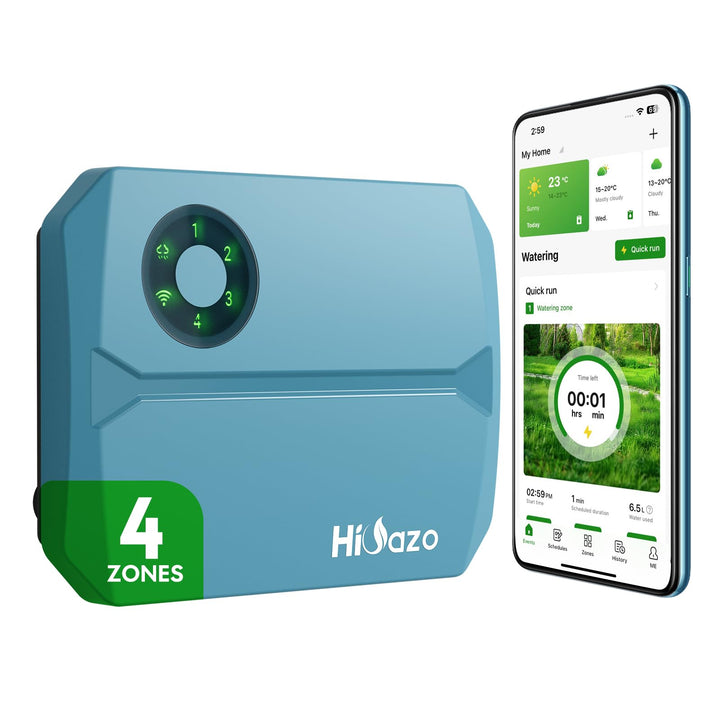 WiFi Bewässerungscomputer mit App Steuerung, 4-Zonen-Smart-Sprinkler Steuerung - 16 Bewässerungsprog