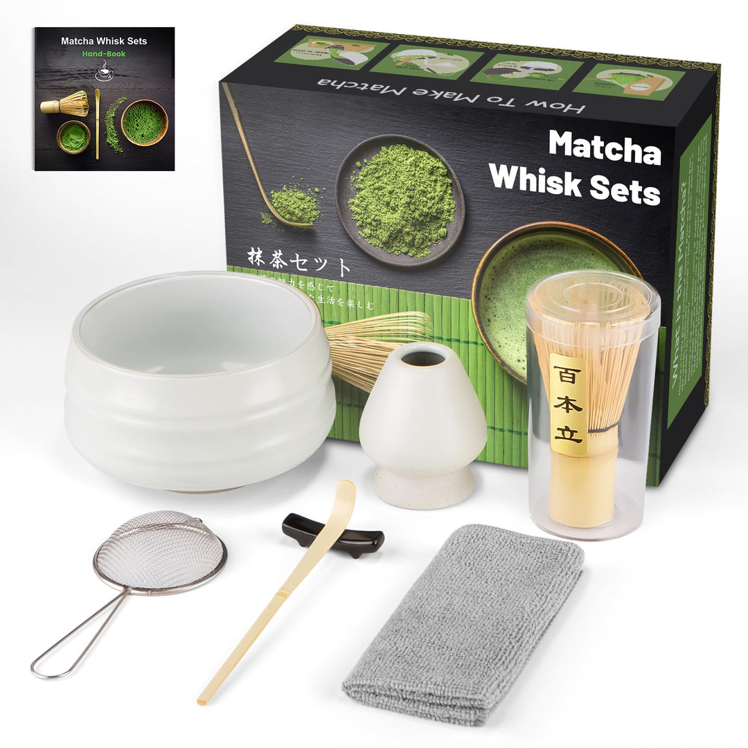 7PCS Matcha Kit Japanische Zeremonie,Matcha Tea Set,Bambuslöffel, Bambusschaufel, Peitschenhalter, M